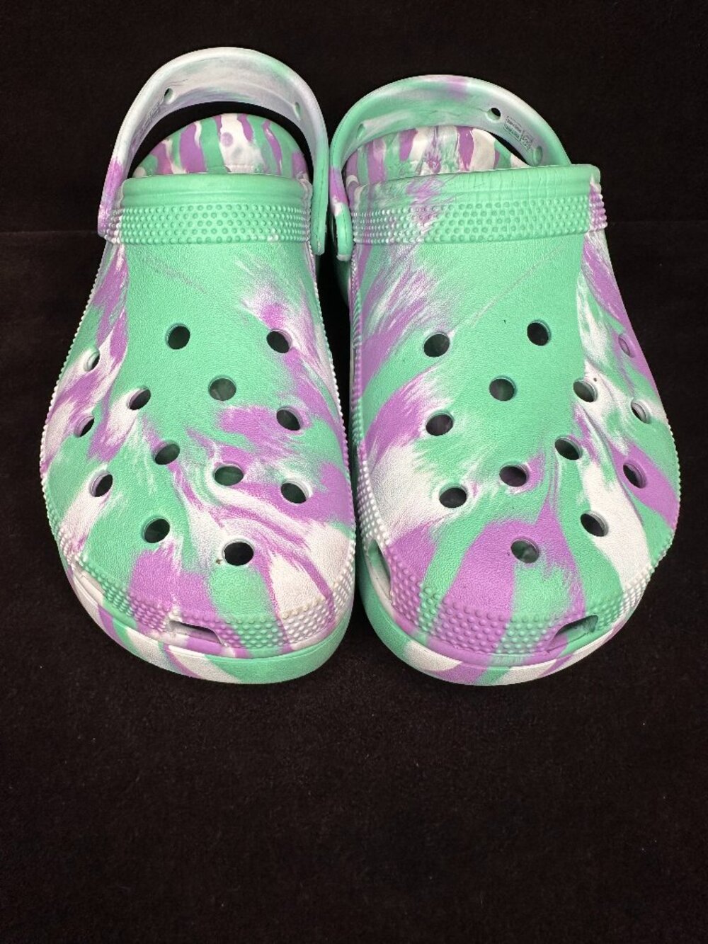 Crocs Women's Classic Platform Marbled Clogs - Pistachio/Purple Tie-Dye - Size 1